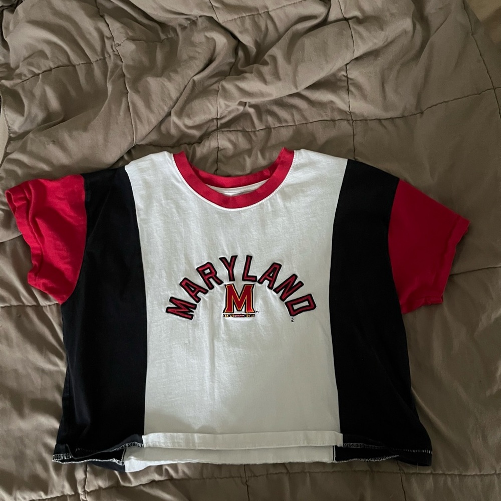 University of Maryland Champion Red and White Short Sleeve Tee